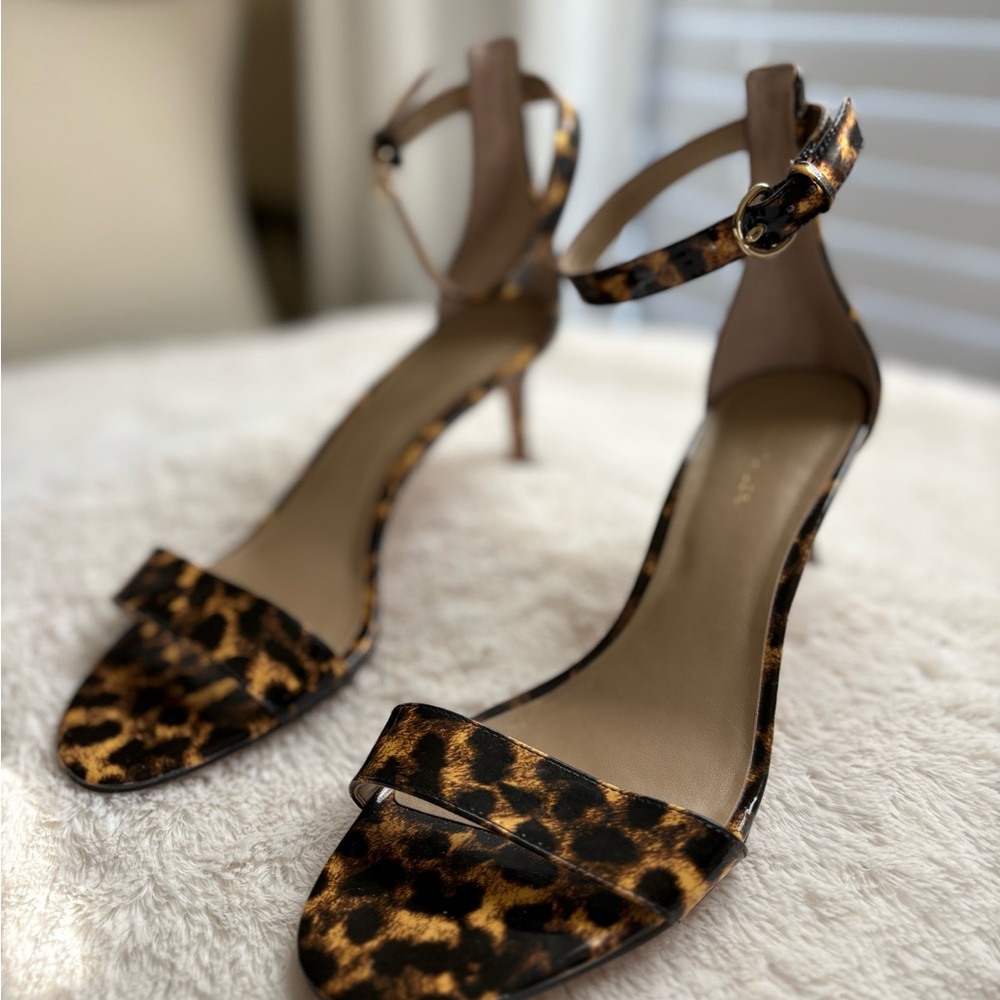 Ann Taylor Leopard Print Ankle Strap Sandals